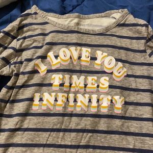 “i love you infinity” grey&blue stripes size 6/6x long sleeve shirt (no refunds)
